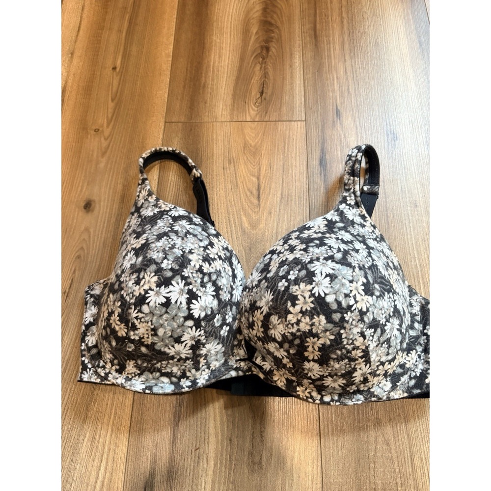 Cacique Bra 38DDD Black Floral Padded Underwire Push Up